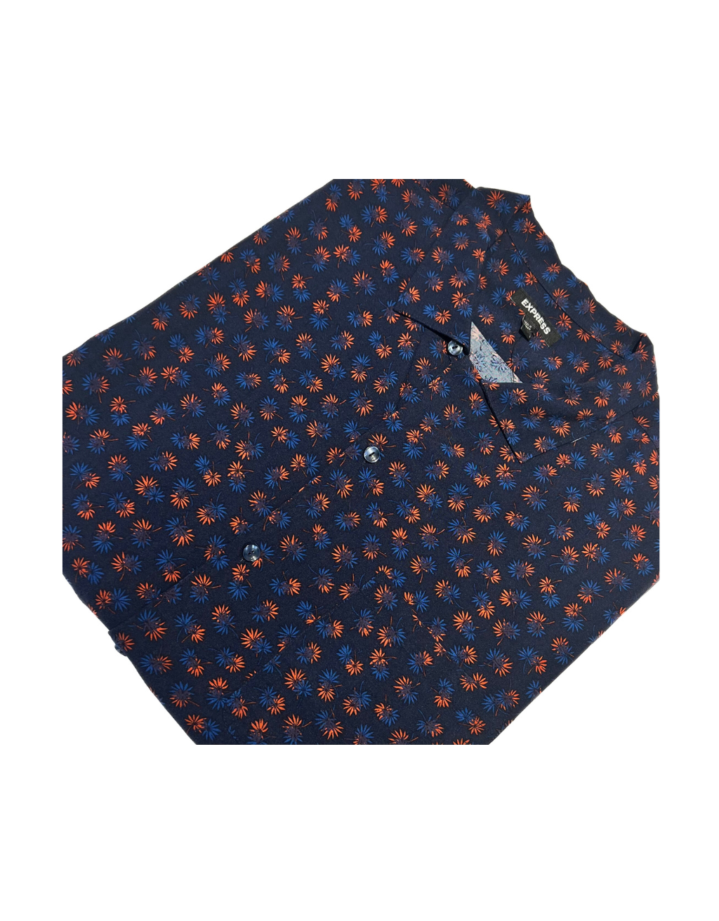 Men's Express Short Sleeve Shirt (Navy Blue/Burnt Orange Flowers) - Image 2