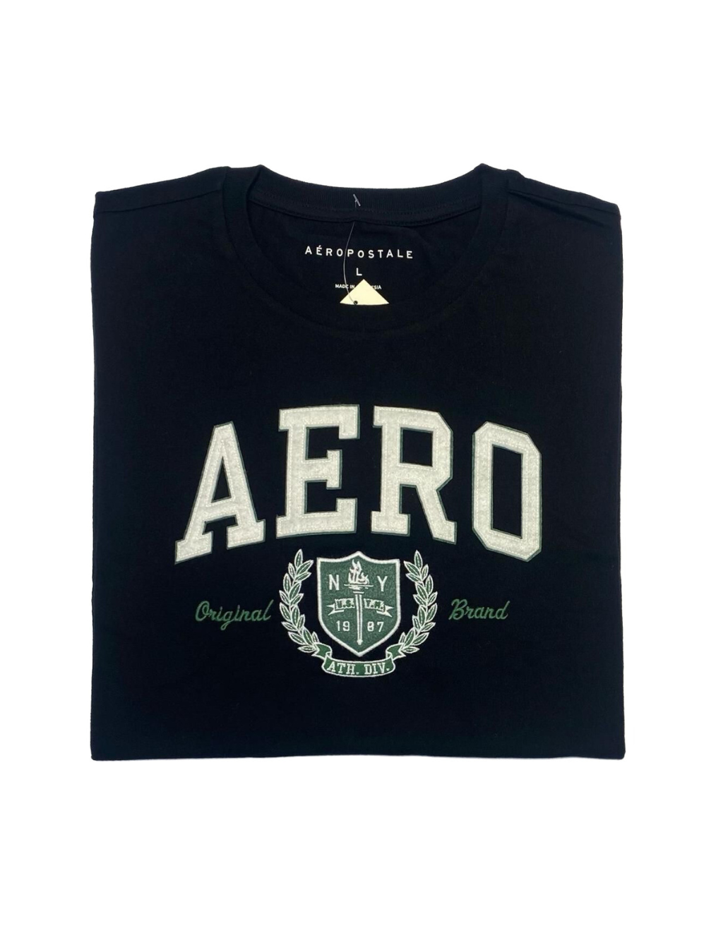 Men's Aeropostale Short Sleeve T-Shirt (Black/Medium Green)