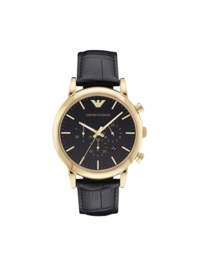 Men's Emporio Armani Luigi Chronograph Leather Watch