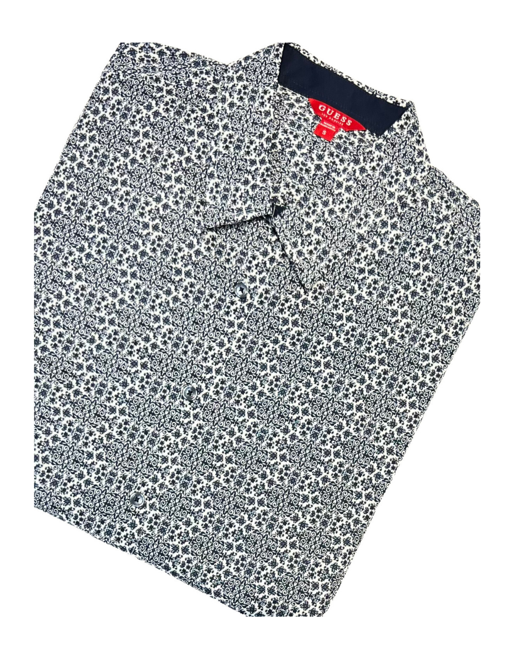 Men's Guess Norm Geo Long Sleeve Shirt (Navy/White) - Image 2