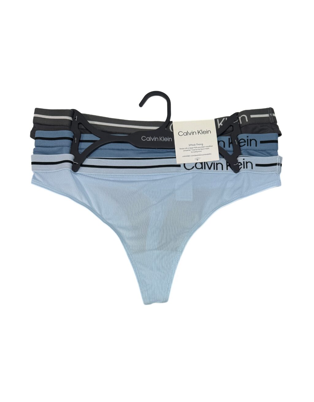 Women's Calvin Klein Thong Underwear (3 Pack) Light Blue Multi