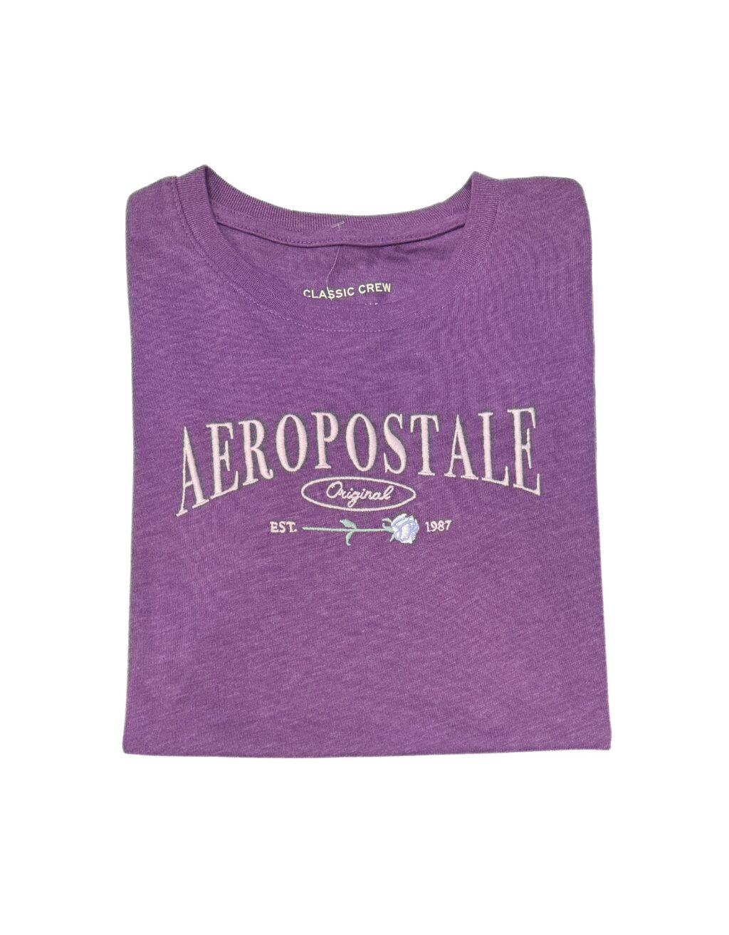 Women's Aeropostale Short Sleeve T-Shirt (Medium Purple/Lavender Lined Rose/White)