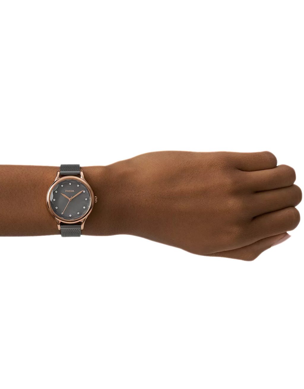 Women's Fossil Laney Three-Hand Stainless Steel Mesh Watch (Smoke) - Image 2