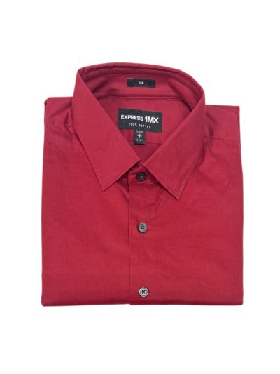 Men's Express Long Sleeve Shirt (Dark Red) Slim Fit (0389)
