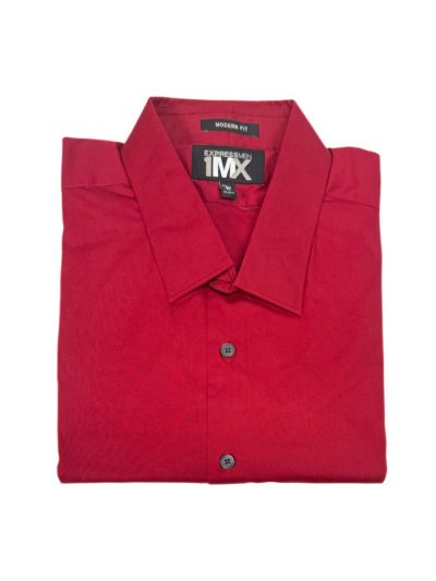 Men's Express Long Sleeve Shirt (Dark Red) Modern Fit (1285)