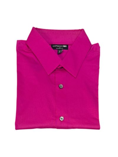 Men's Express Long Sleeve Shirt (Fuchsia Pink) Modern Fit (332)