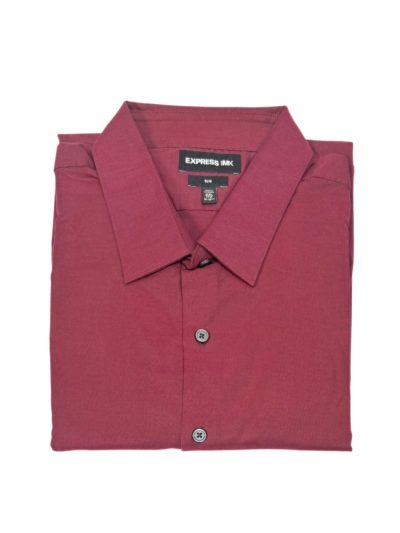 Men's Express Long Sleeve Shirt (Burgundy) Slim Fit (9983)