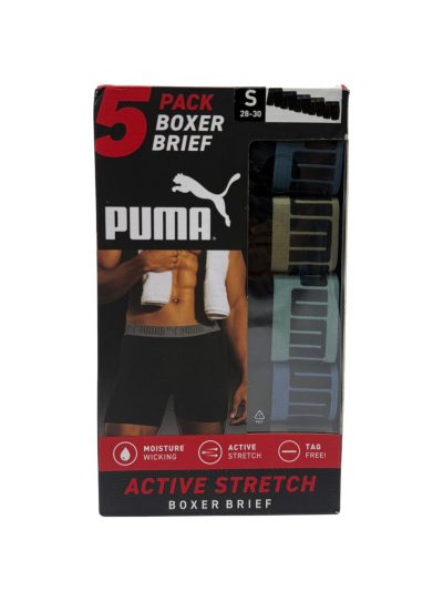 Men's Puma Boxer Brief (5 Pack) Black/Teal