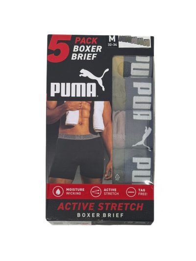 Men's Puma Boxer Brief (5 Pack) Blush Pink /Grey/White