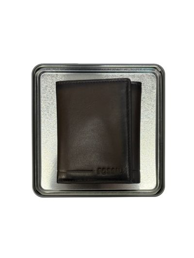Men's Fossil Allen Tri-Fold Wallet (Dark Brown)