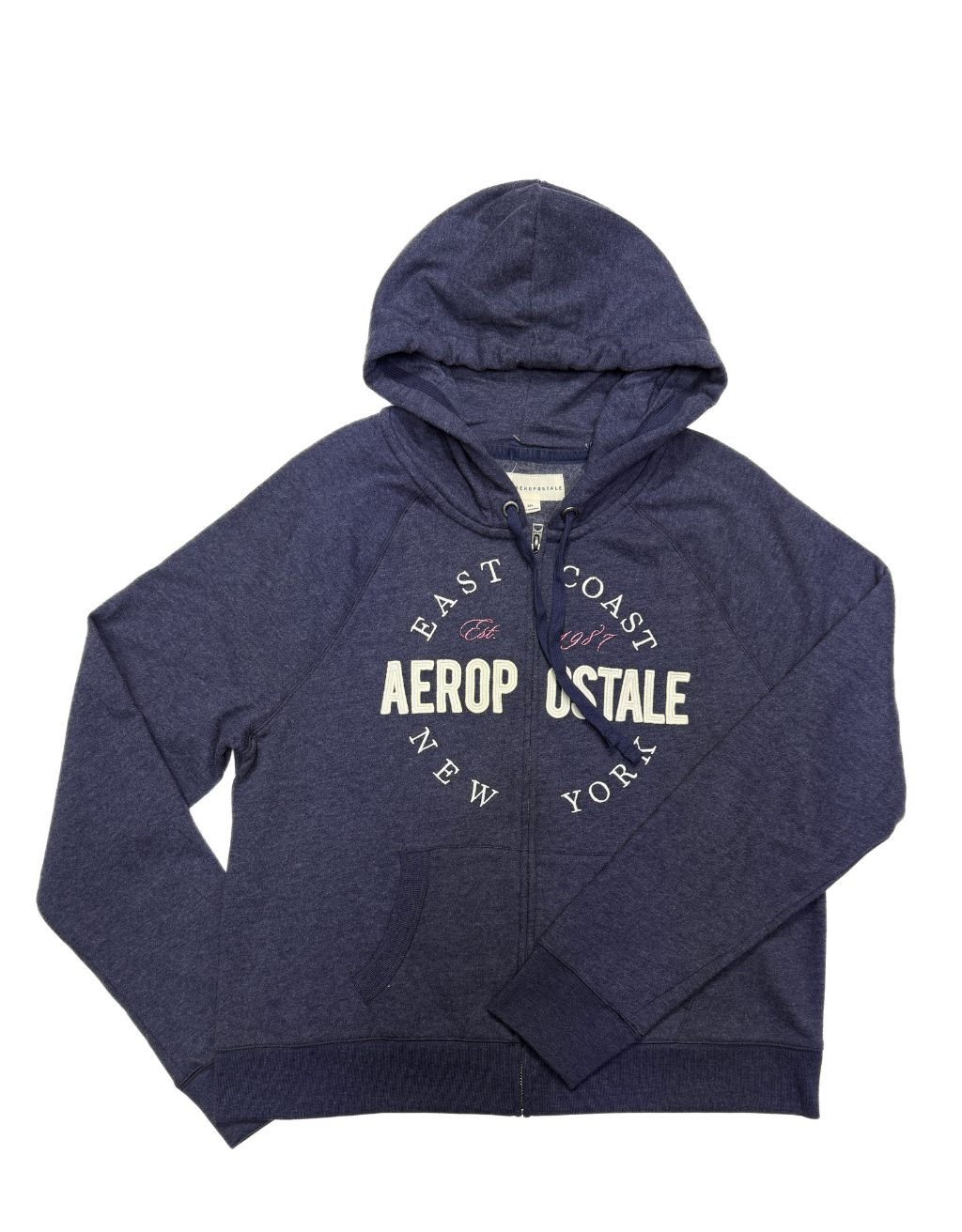 Women's Aeropostale Full-Zip Hoodie (Medium Blue/White/Pink)