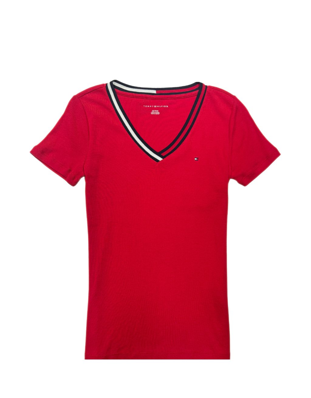 Women's Tommy Hilfiger Short Sleeve V-Neck T-Shirt (Red)
