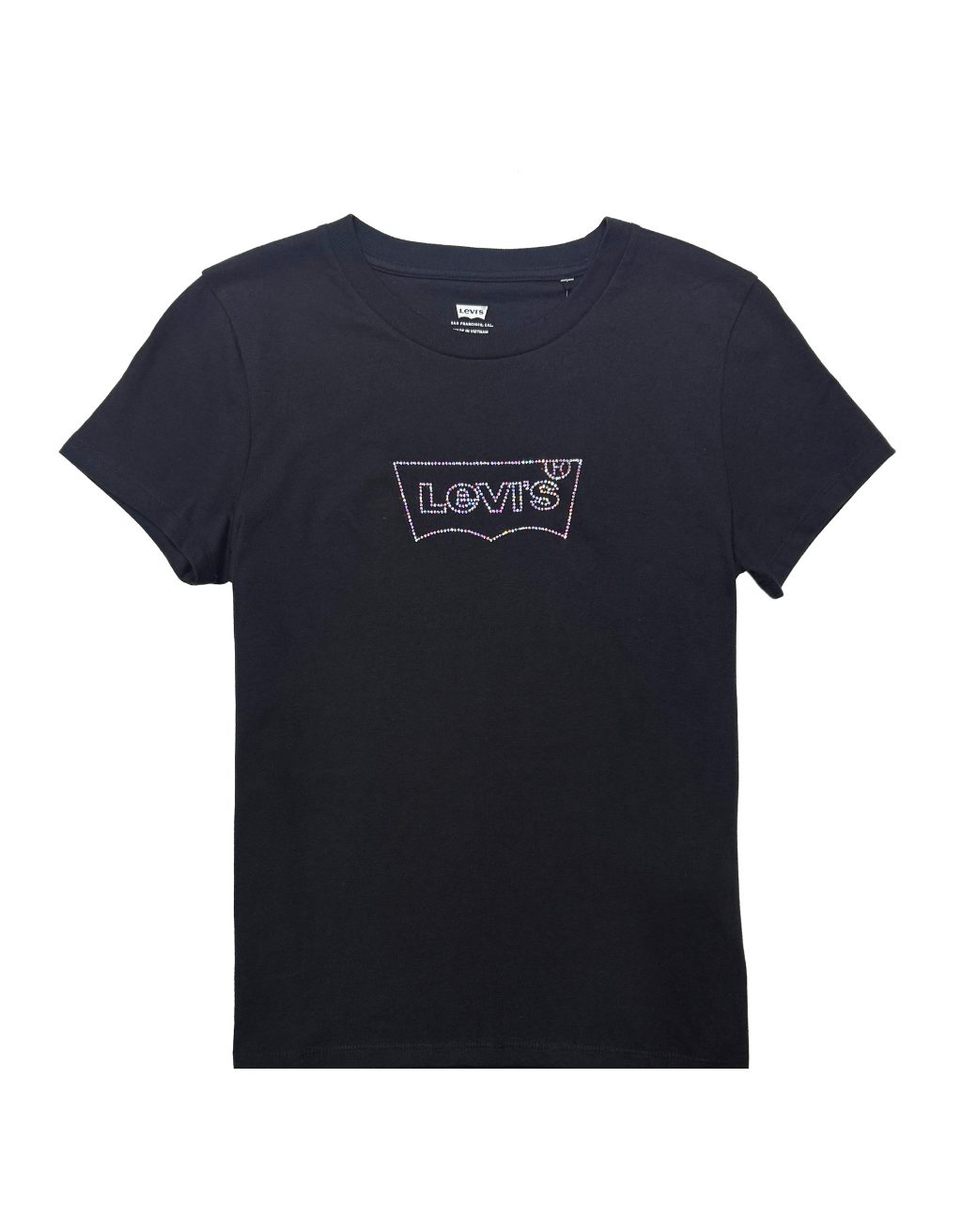 Women's Levi's Short Sleeve T-Shirt (Black/Iridescent Rhinestones)