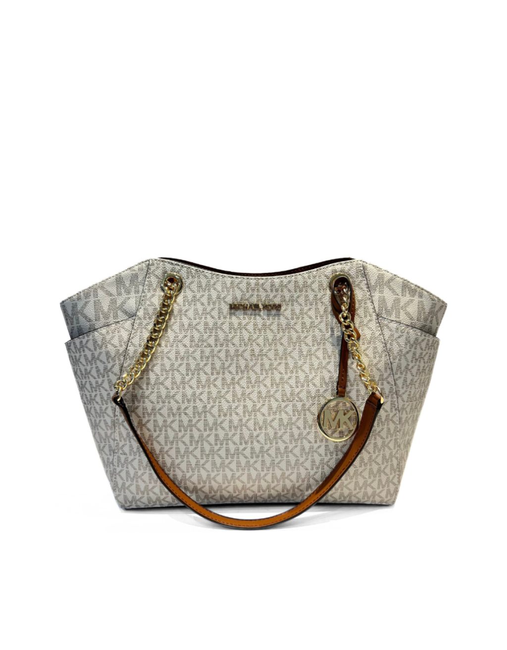 Women's Michael Kors Large Chain Logo Tote (Vanilla)