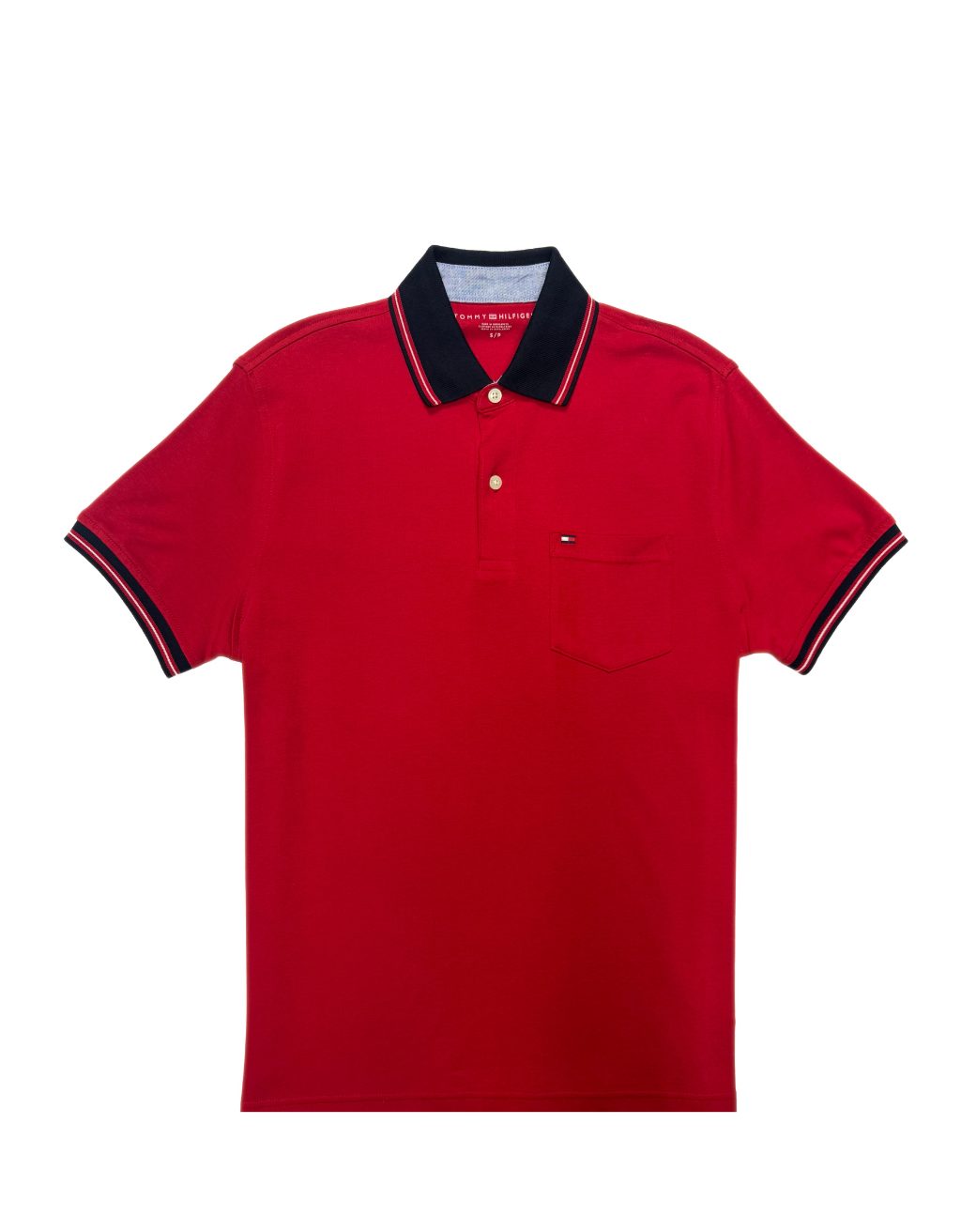 Men's Tommy Hilfiger Short Sleeve Polo (Dark Red/ Navy Blue)
