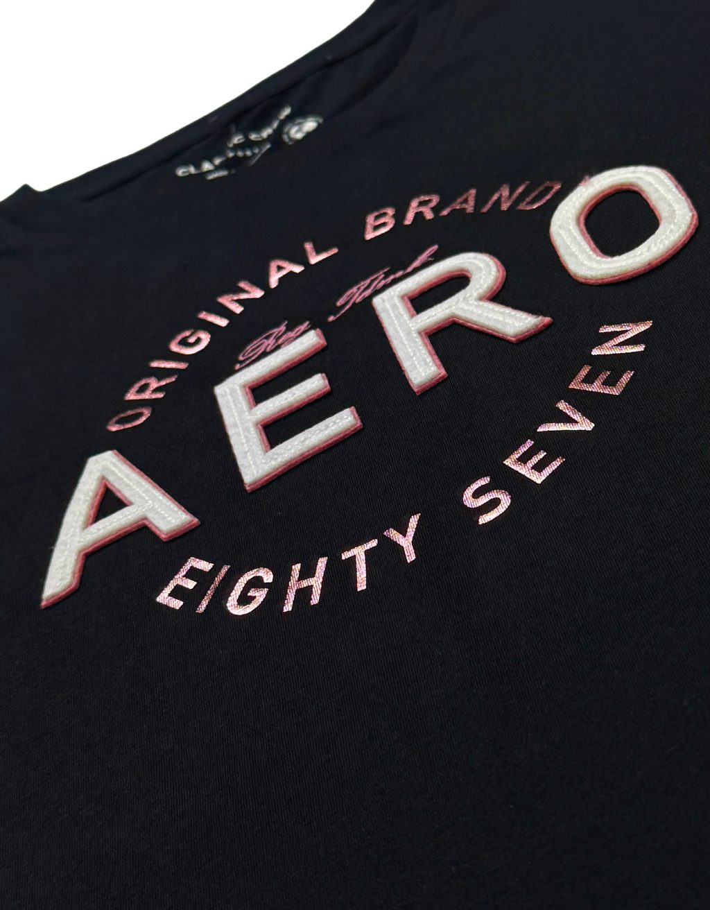 Women's Aeropostale Short Sleeve T-Shirt (Black/Medium Pink/Rose Gold) - Image 2