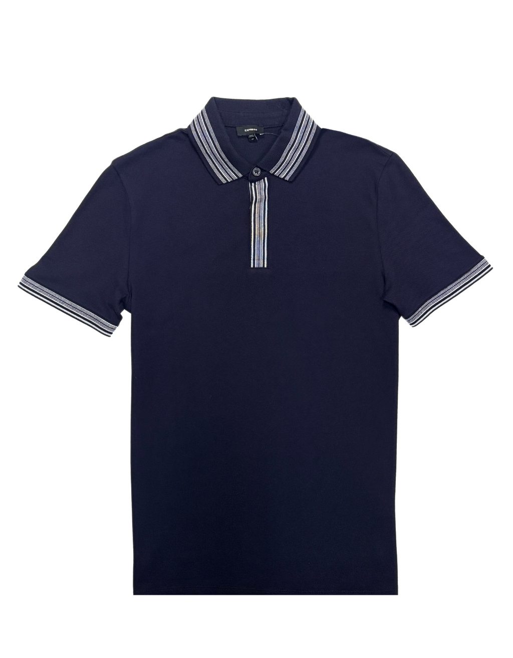 Men's Express Short Sleeve Polo (Navy Blue/White)