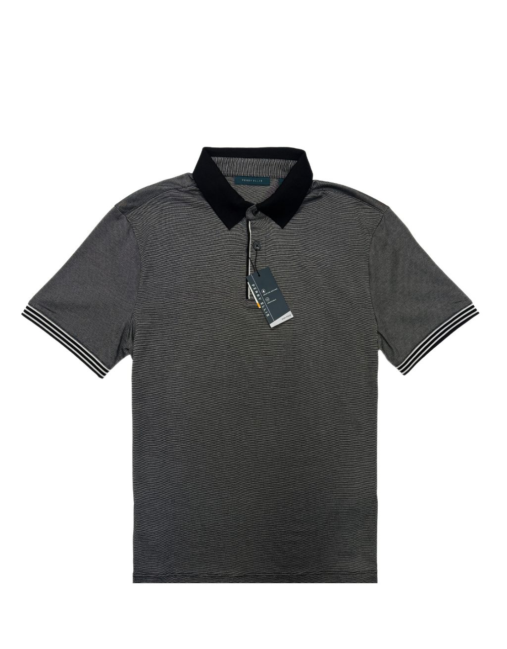 Men's Perry Ellis Short Sleeve Icon Polo (Black/Dark Grey)