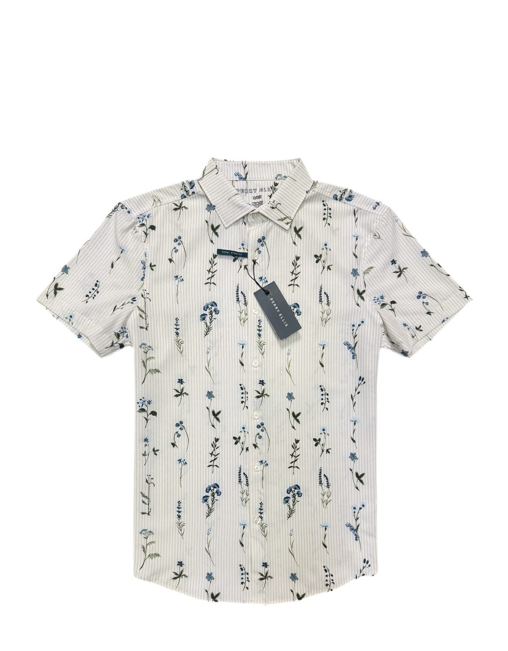 Men's Perry Ellis Short Sleeve Shirt (White Pepper)