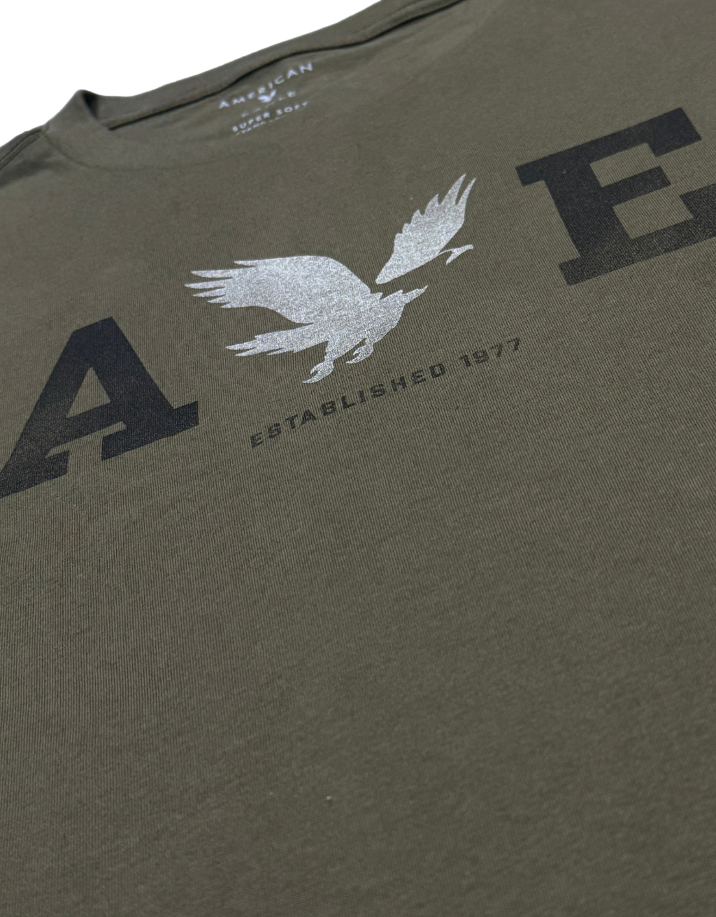 Men's American Eagle Short Sleeve T-Shirt (Army Green/Black) - Image 2