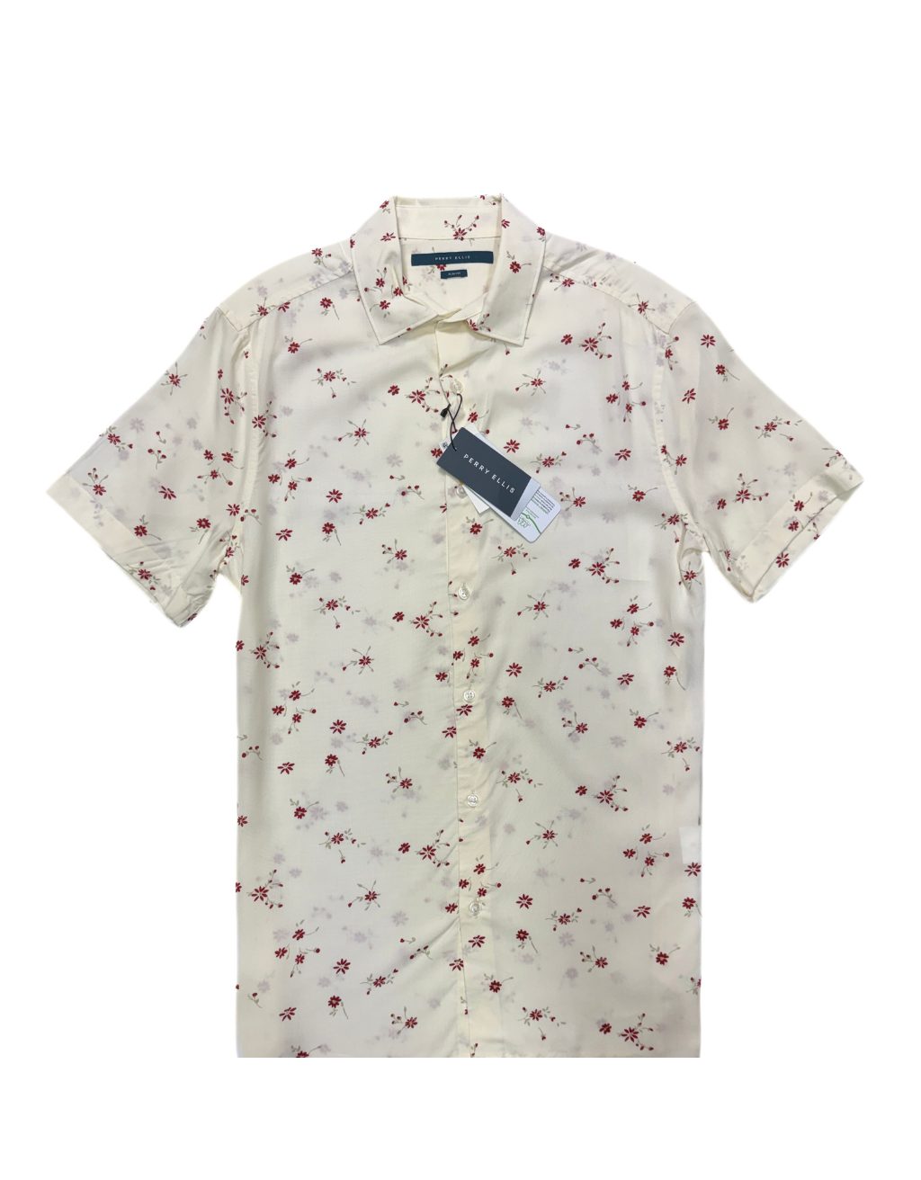 Men's Perry Ellis Short Sleeve Shirt (Egret)