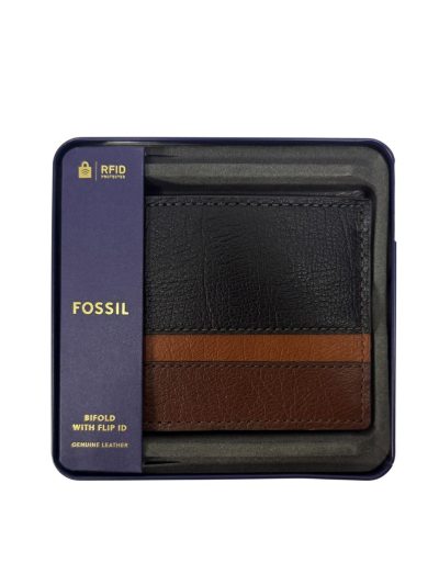 Men's Fossil Easton Traveler Bi-Fold Wallet (Brown Multi)