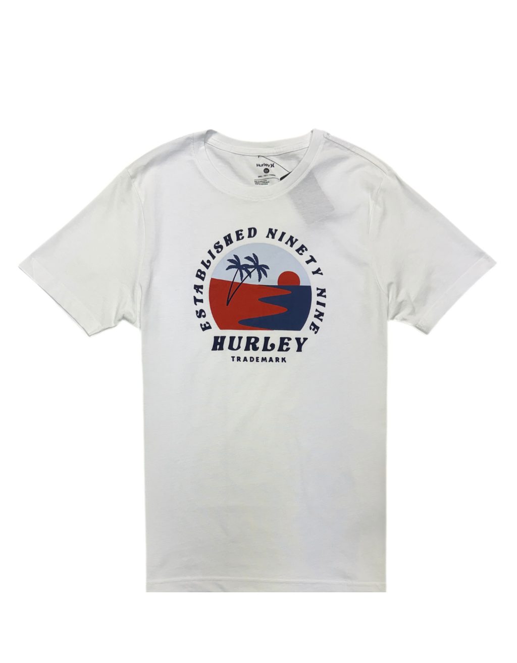 Men's Hurley Sunrise Graphic Short Sleeve T-Shirt (White/Orange)