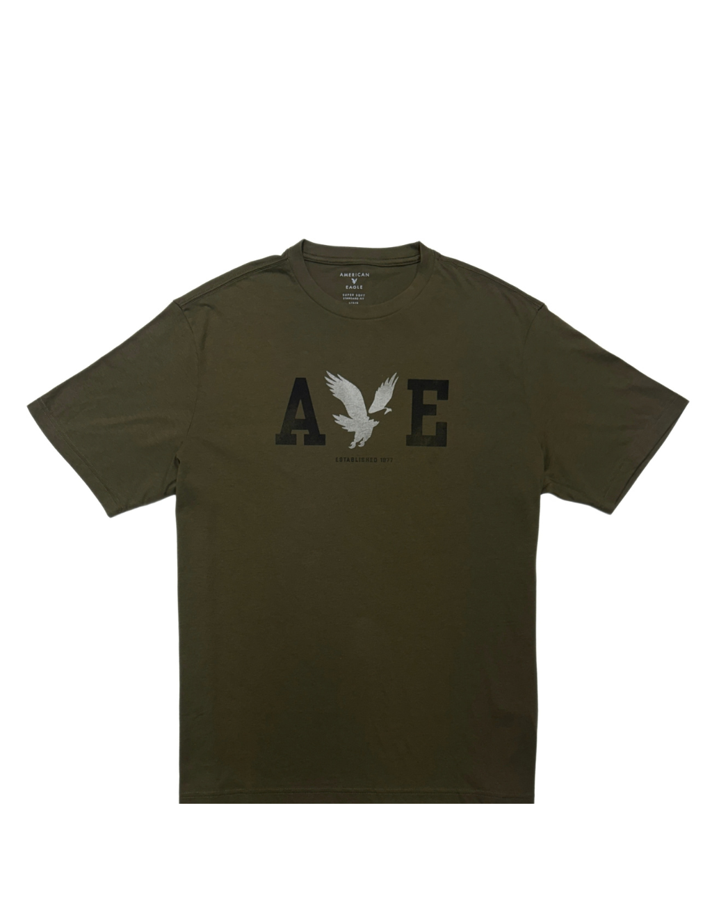 Men's American Eagle Short Sleeve T-Shirt (Army Green/Black)