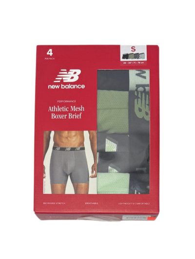 Men's New Balance Athletic Mesh Boxer Brief (4 Pack) Sage Green/Dark Grey