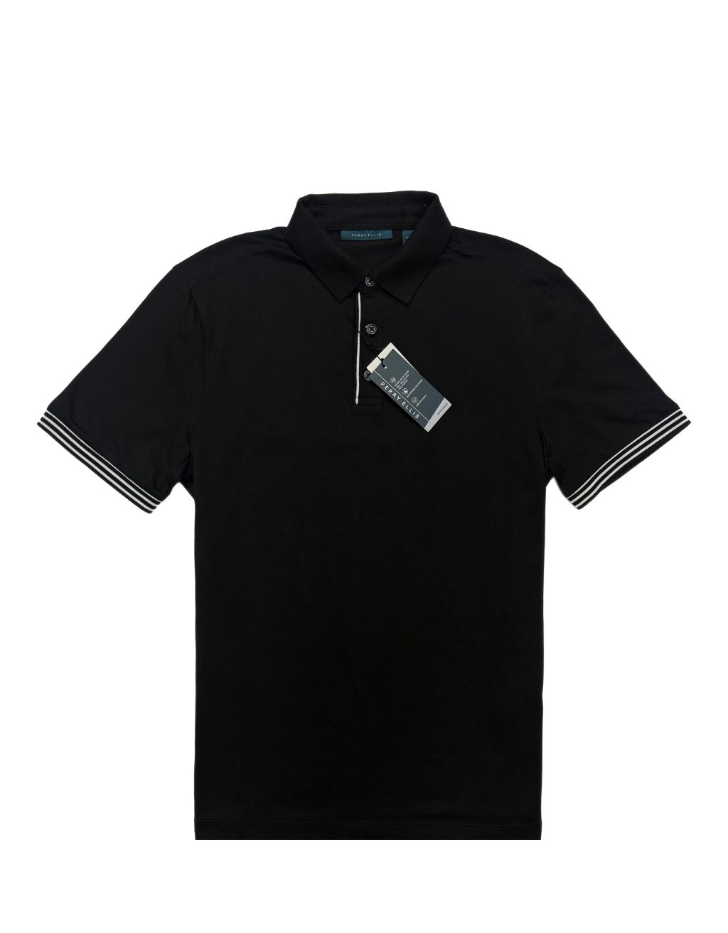 Men's Perry Ellis Short Sleeve Icon Polo (Black/White)