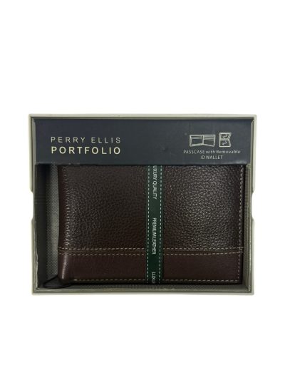 Men's Perry Ellis Bi-Fold Wallet (Brown 102)