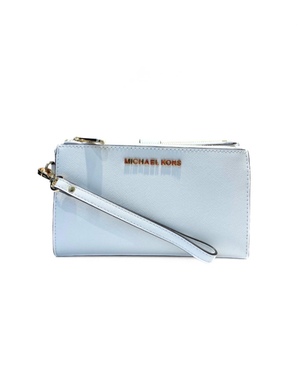 Women's Michael Kors Large Double Zip Jet Set Travel Wristlet (Optic White/Gold)