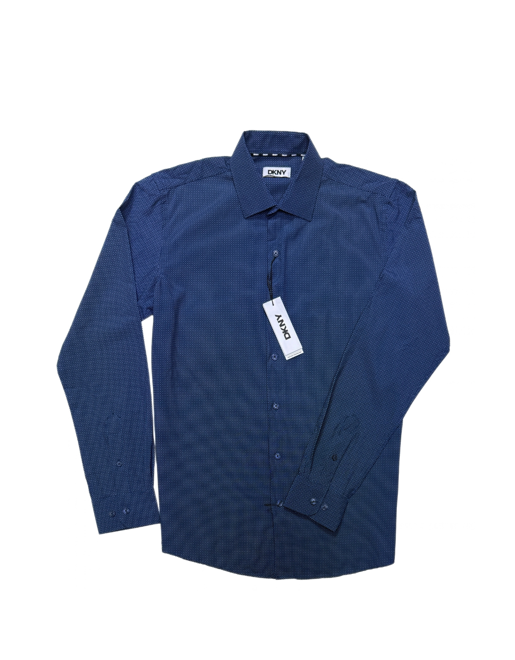 Men's DKNY Long Sleeve Shirt (Navy Blue/Light Blue Circles)