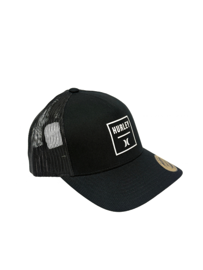 Men's Hurley M Square Trucker Hat (Black/White/Plastic Adjustment)