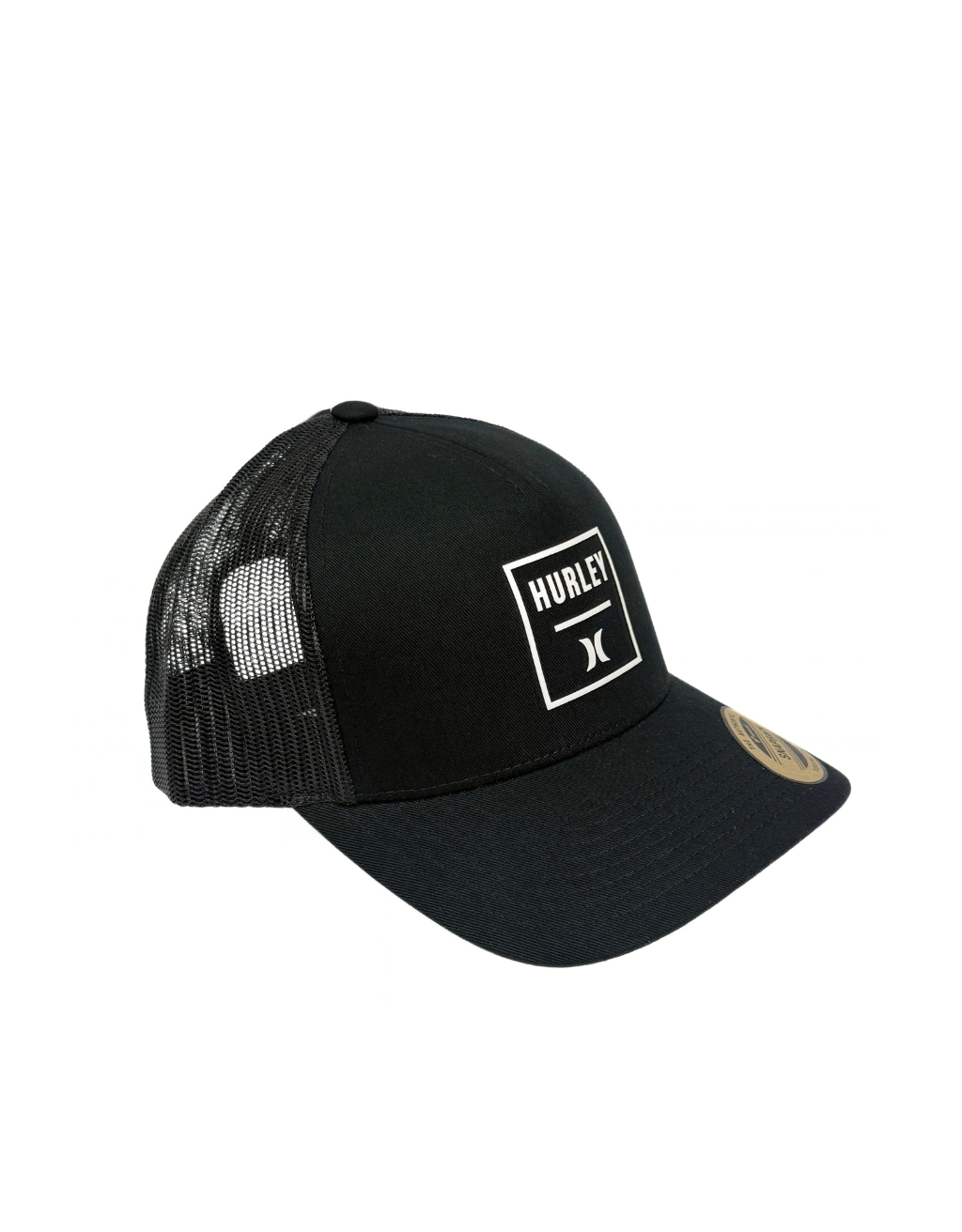 Men's Hurley M Square Trucker Hat (Black/White/Plastic Adjustment)