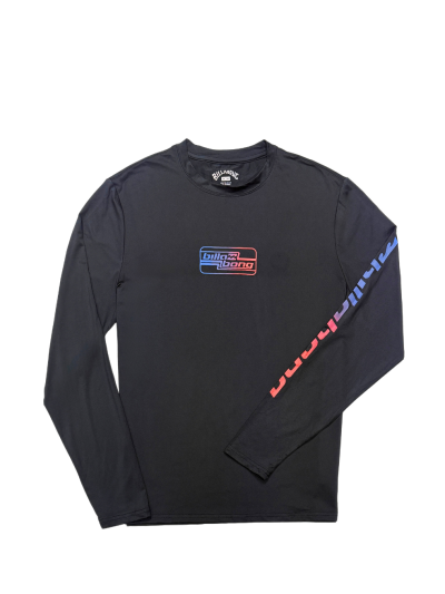 Men's Billabong Wipeout Long Sleeve Rash Guard (Black/Faded Blue)