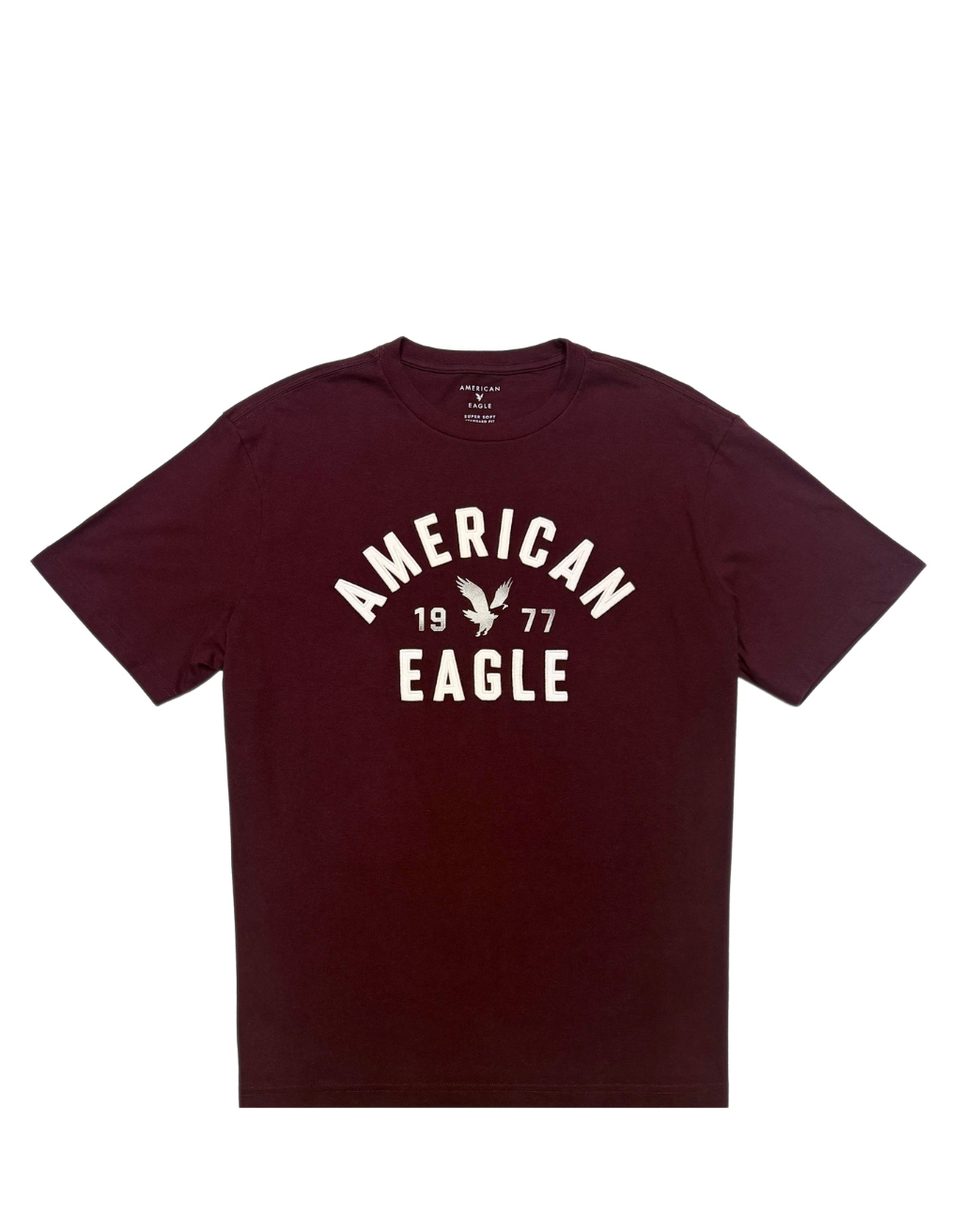 Men's American Eagle Short Sleeve T-Shirt (Burgundy/Cream White)