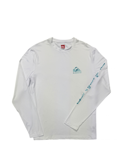 Men's Quiksilver Long Sleeve Rash Guard (White/Aqua)
